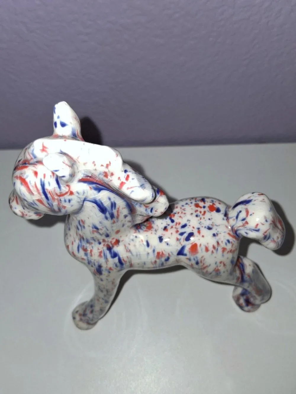 Vintage Red White and Blue Patriotic Painted Pony Foal Horse Ceramic Figurine 6